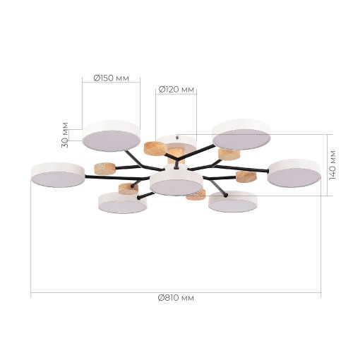 SLE6006-502-07 Светильник потолочный Белый/Белый LED 7*12W 3000K/4500K/6000K FAEMA